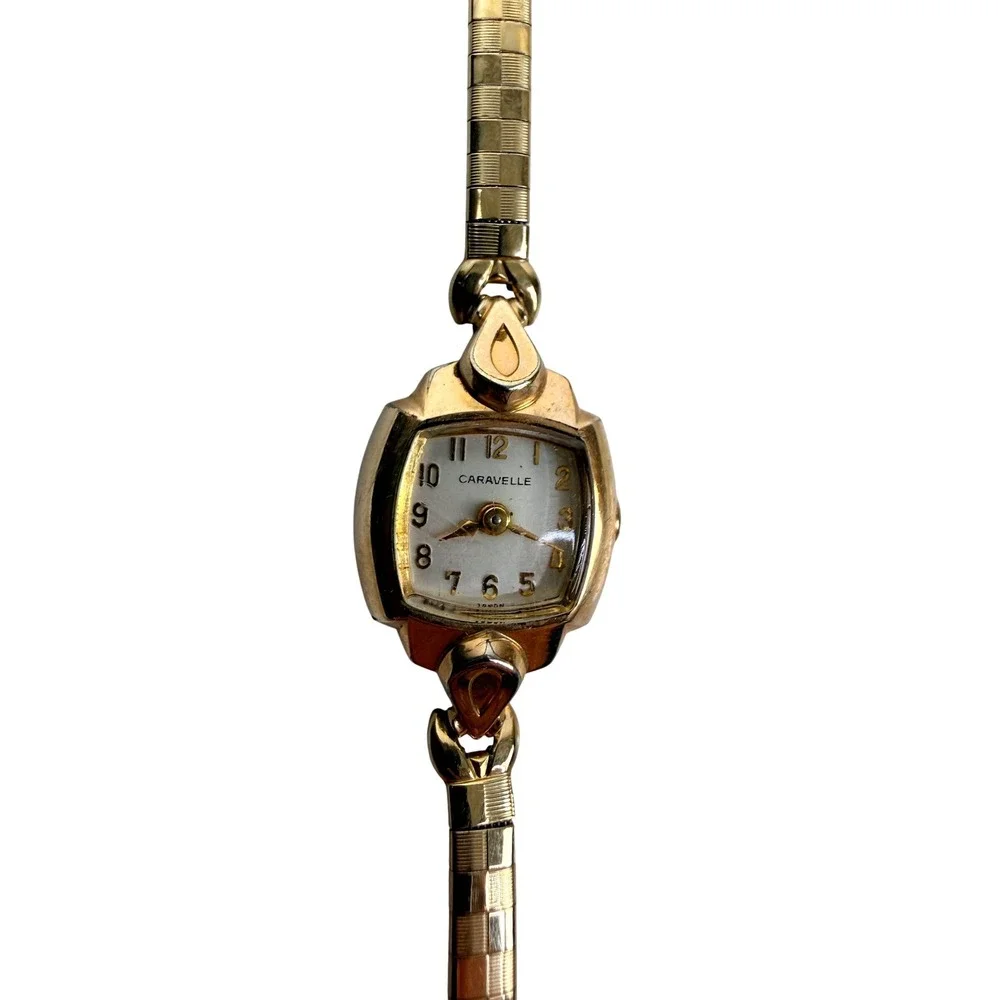 Vintage Caravelle 1966 M6 Gold Tone Manual Wind Women Cocktail Watch